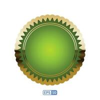 gouden zigzag kader limoen groen ronde insigne eps10. vector