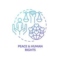 vrede en menselijk rechten blauw helling concept icoon. gcd thema. sociaal gelijkwaardigheid. duurzame ontwikkeling abstract idee dun lijn illustratie. geïsoleerd schets tekening vector