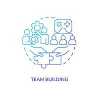 team gebouw blauw helling concept icoon. aanmoedigen samenwerking. gamification in werkplaats abstract idee dun lijn illustratie. geïsoleerd schets tekening vector