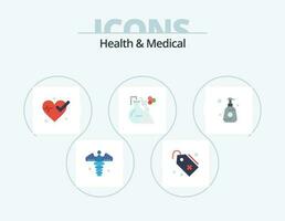 Gezondheid en medisch vlak icoon pak 5 icoon ontwerp. spuiten. fles. medisch. buis. laboratorium vector