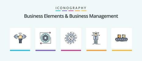 bedrijf elementen en bedrijf beheer lijn gevulde 5 icoon pak inclusief verwerken. efficiëntie. geld. plan. voorspellen. creatief pictogrammen ontwerp vector