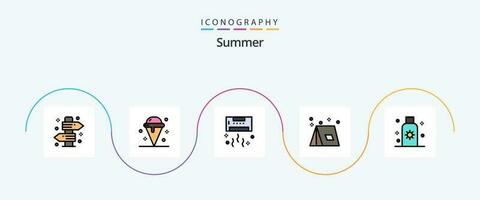 zomer lijn gevulde vlak 5 icoon pak inclusief zomer. kamp. zomer. technologie. koel vector