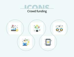 crowdfunding vlak icoon pak 5 icoon ontwerp. eigen vermogen. begroting. ipo. omzet. inkomen vector