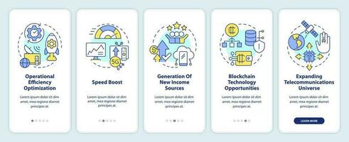 iot in telecommunicatieverbinding voordelen onboarding mobiel app scherm. walkthrough 5 stappen bewerkbare grafisch instructies met lineair concepten. ui, ux, gui sjabloon vector