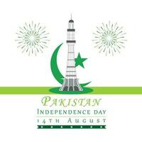 Pakistan onafhankelijkheid dag ontwerp met minar e Pakistan monument vector