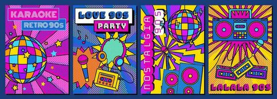 tekenfilm kleur karaoke club concept poster kaart uitnodiging. vector