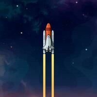 ruimte shuttle uittrekken Aan donker kleurrijk lucht vector