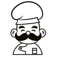 chef in een Koken hoed gemakkelijk lijn kunst symbool vector schets logo. keuken gemakkelijk zwart icoon. portretten van medewerkers in lijn kunst. lineair vlak vector verzameling geïsoleerd Aan wit achtergrond