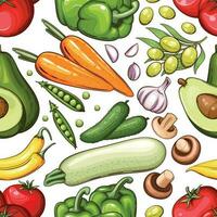 kleurrijk naadloos patroon met vers groenten voedsel patroon achtergrond vector