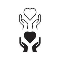 hand- Holding hart lijn en glyph icoon. liefdadigheid en bijdrage concept, solidariteit. hart Gezondheid zorg voor apps en website. bewerkbare hartinfarct. vector illustratie. ontwerp Aan wit achtergrond. eps 10