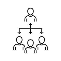 coördineer team mensen lijn icoon. zakelijke groepscoördinatie lineaire pictogram. partnerschap teamwork enterprise organisatie overzicht pictogram. bewerkbare streek. geïsoleerde vectorillustratie. vector