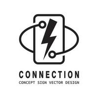 netwerk verbinding concept logo ontwerp. bliksem macht energie lijn icoon. zakelijke identiteit. vector illustratie.