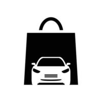 auto boodschappen doen icoon. buying een nieuw auto. boodschappen doen tas. vector icoon geïsoleerd Aan wit achtergrond.