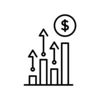 contant geld terug icoon, terugkeer geld, contant geld terug korting, dun lijn web symbool Aan wit achtergrondfinancieel succes icoon, pijl toekomst omhoog, diagram omhoog, toenemen groei geld inkomen. vector