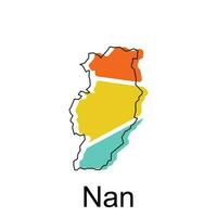 kaart van nan vector ontwerp sjabloon, nationaal borders en belangrijk steden illustratie, gestileerde kaart van Thailand