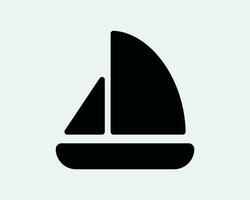 zeilboot icoon. zeil boot jacht schip water zee oceaan vaartuig vervoer zwart en wit teken symbool illustratie artwork grafisch clip art eps vector