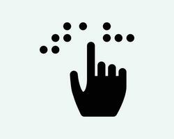 braille icoon. Blind persoon hand- vinger tintje lezen communicatie taal alfabet teken symbool zwart artwork grafisch illustratie clip art eps vector