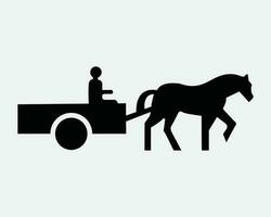 paard wagon icoon. paarden getrokken vervoer kar dier trainer rijden werk werkpaard voertuig icoon teken symbool artwork grafisch illustratie clip art vector cricut