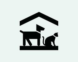 dier onderdak icoon. hond honden kat katten redden huis huis veiligheid symbool. binnen- huisdier instappen fokken teken vector grafisch illustratie clip art cricut