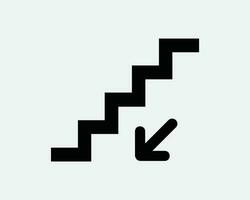 beneden icoon. pijl punt gaan naar beneden trap trappenhuis stappen trappenhuis bewegwijzering teken zwart symbool artwork grafisch illustratie clip art vector cricut
