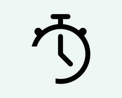 stopwatch icoon. hou op kijk maar tijd timer klok minuut snelheid countdown ras meting teken symbool zwart artwork grafisch illustratie clip art eps vector