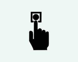 Duwen knop telefoontje hand- vinger druk op Klik punt ring deurbel zwart wit silhouet teken symbool icoon clip art artwork pictogram illustratie vector