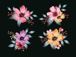 verzameling van pastel waterverf voorjaar bloemen arrangement boeket vector