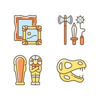 archeologische opgraving rgb kleur iconen set vector