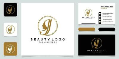 eerste brief j luxe logo ontwerp vector met bedrijf kaart ontwerp premie vector