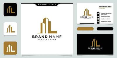 gebouw met eerste l brief monogram logo ontwerp vector