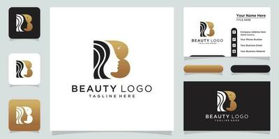 creatief brief b logo met schoonheid logo stijl en bedrijf kaart ontwerp sjabloon premie vector