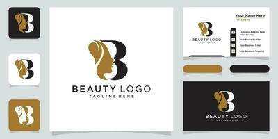 creatief brief b logo met schoonheid logo stijl en bedrijf kaart ontwerp sjabloon premie vector