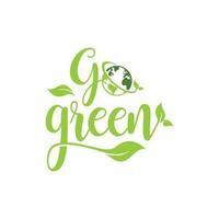 modern Gaan groen milieu etiket logo illustratie in geïsoleerd wit achtergrond vector