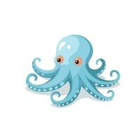 vector van een vlak icoon van een blauw Octopus met ogen en tentakels