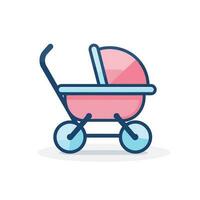 vector van een roze en blauw baby wandelwagen Aan een wit achtergrond