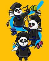 tekenfilm illustratie van panda vieren diploma uitreiking vector