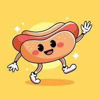 tekenfilm gelukkig hotdog vector