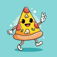 tekenfilm gelukkig pizza vector