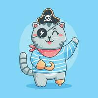 tekenfilm glimlach piraat kat vector
