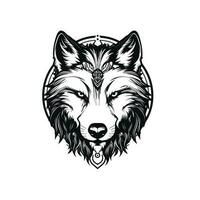 zwart wolf gezicht tatoeëren ontwerp vector