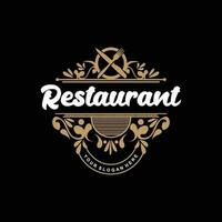 retro wijnoogst stijl ornament ontwerp, logo retro restaurant typografie embleem, vector lijn gemakkelijk elegant vork lepel en mes