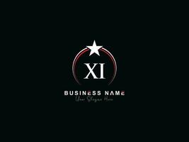 eerste luxe xi Koninklijk logo, minimaal cirkel xi brief uniek ster logo vector