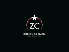 creatief cirkel zc Koninklijk ster logo, minimalistische zc logo brief ontwerp voor u vector