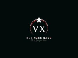 eerste luxe vx cirkel logo brief, minimaal Koninklijk ster vx logo symbool voor bedrijf vector