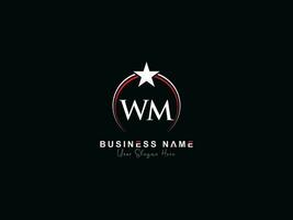 minimalistische brief wm luxe logo ster, Koninklijk cirkel wm logo icoon ontwerp vector