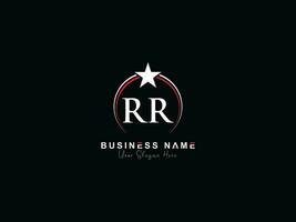 Koninklijk ster rr cirkel logo, minimalistische luxe rr logo brief vector