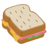 belegd broodje single schattig Aan een wit achtergrond vector illustratie