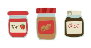 jam, pinda boter en chocola schattig vector illustratie