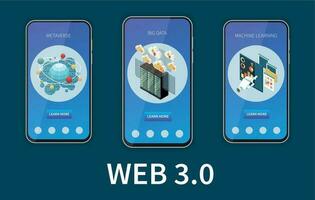 web 3.0 technologie isometrische reeks vector