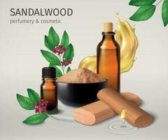 sandelhout realistisch parfumerie achtergrond vector